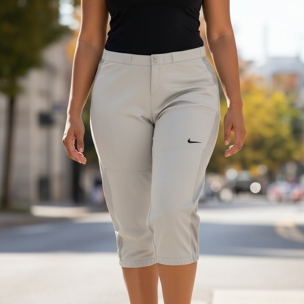 Nike Team Vapor Pro Dri-fit 3/4 Length Softball Pants Womens 2XL Gray Athletic